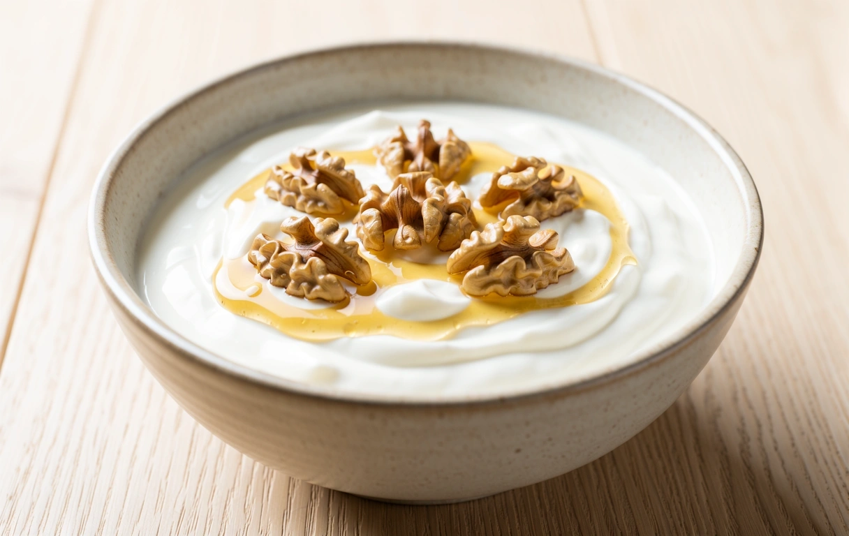 Healthy Greek breakfast representing digital wellness